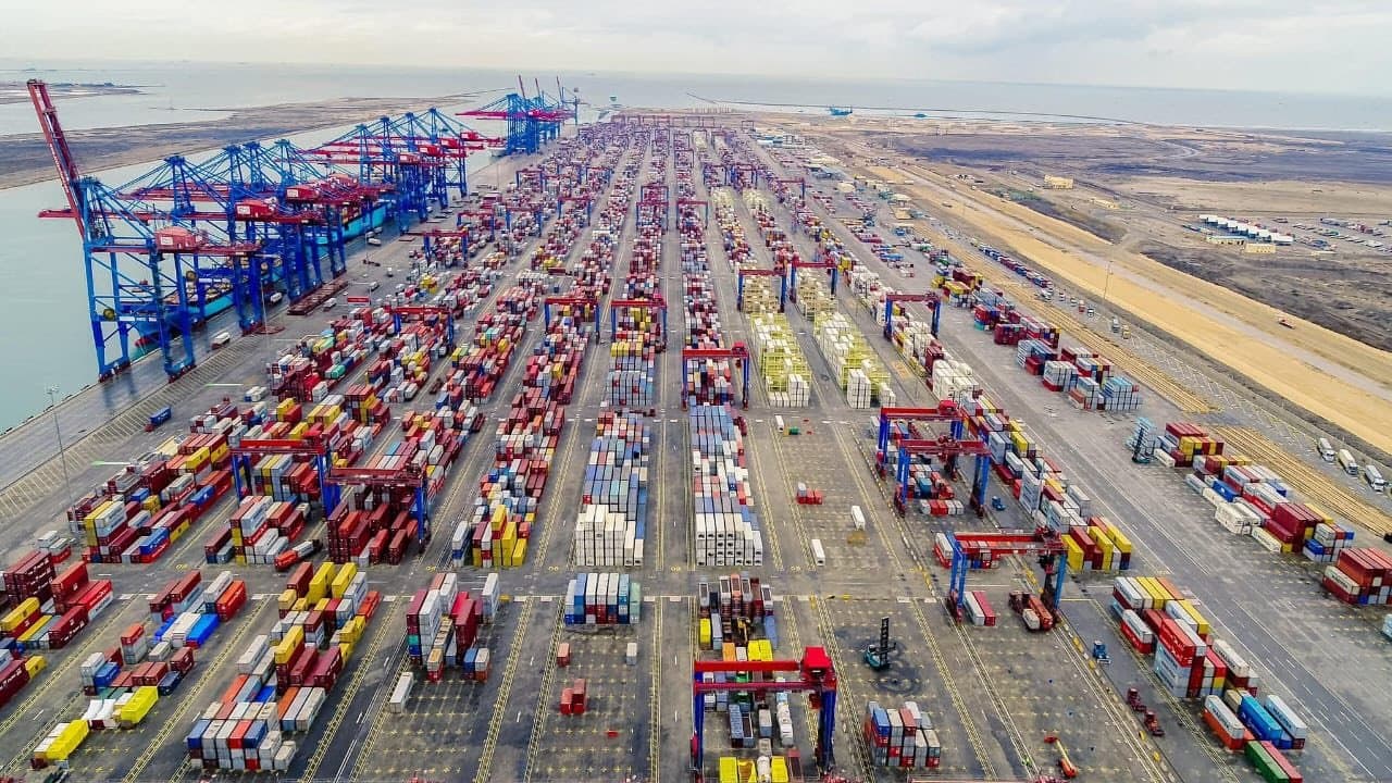 Cargo vessels docked at port